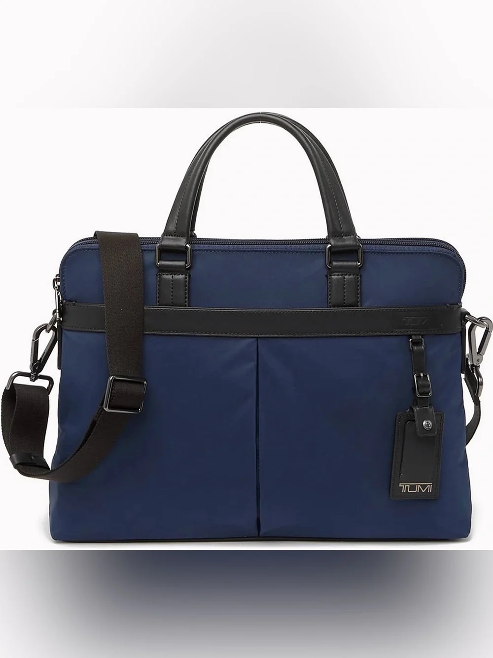 Tumi Navy and Black Laptop Briefcase with Shoulder Strap